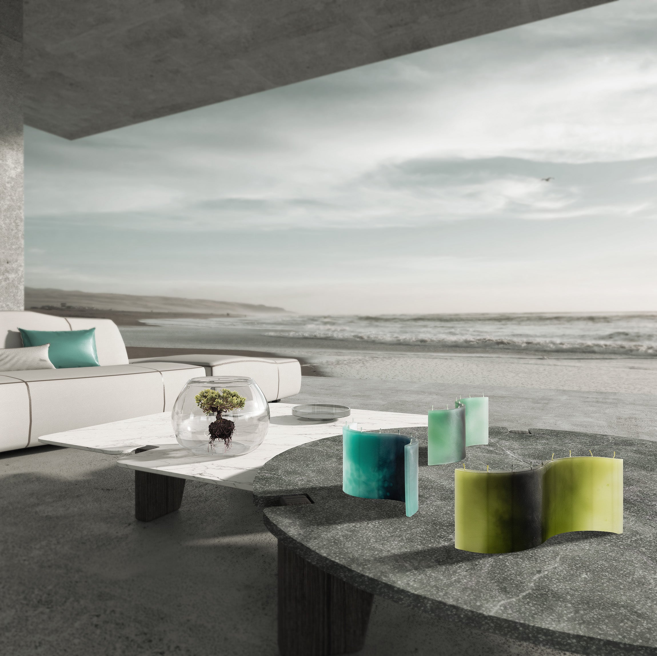 FORESTA decorative candle styled in modern natural interior